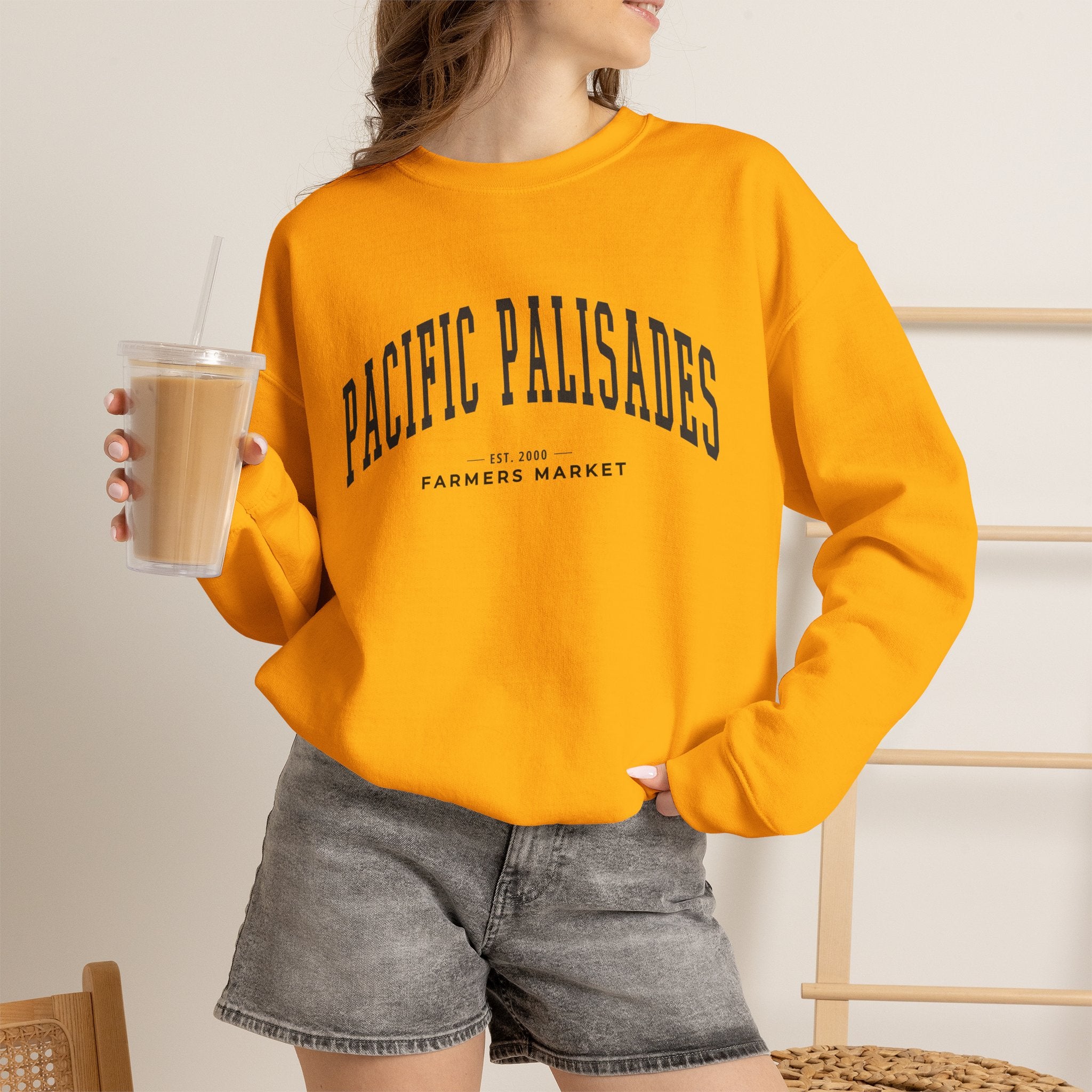Pacific Palisades Farmers Market Collegiate Crewneck (Large City Text)