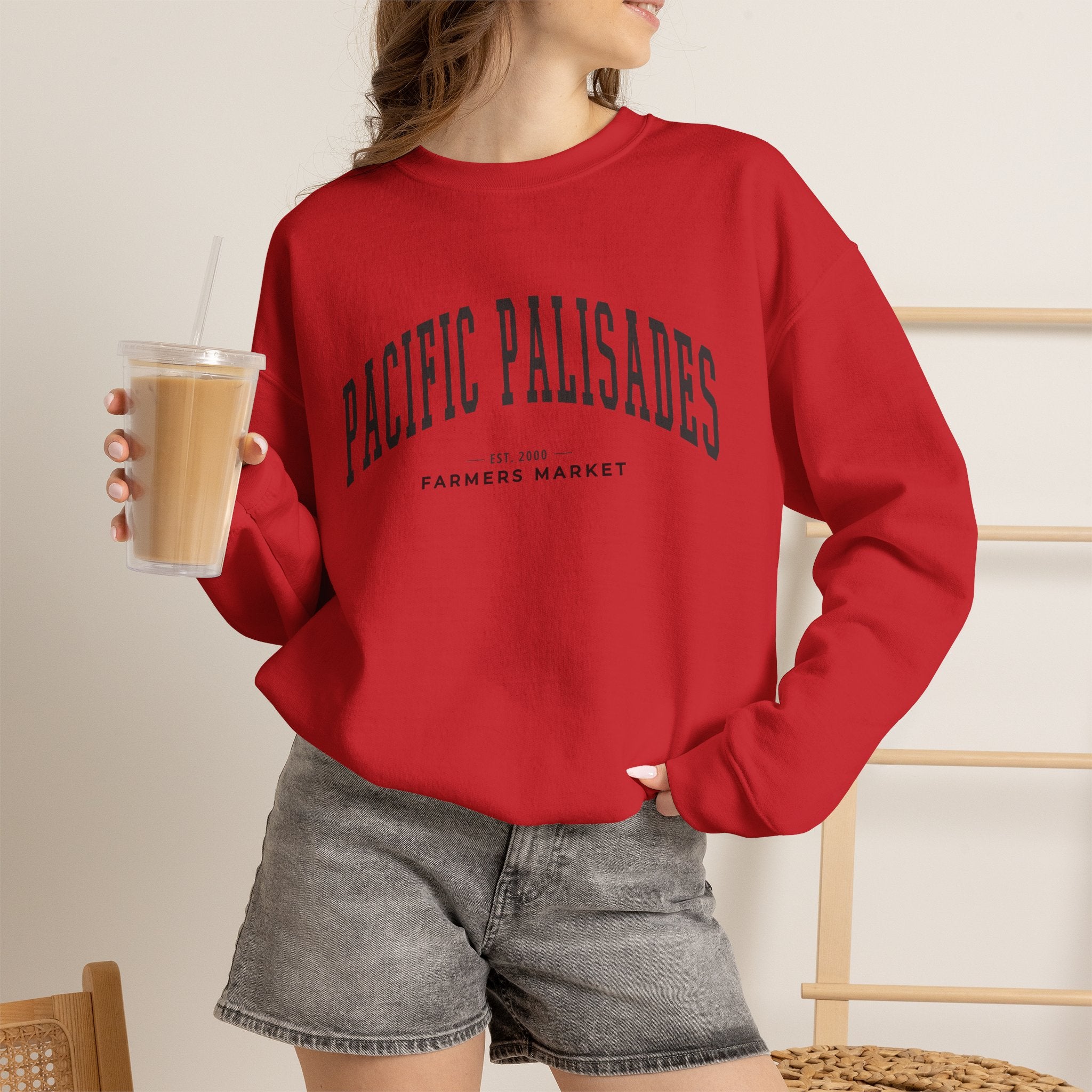 Pacific Palisades Farmers Market Collegiate Crewneck (Large City Text)
