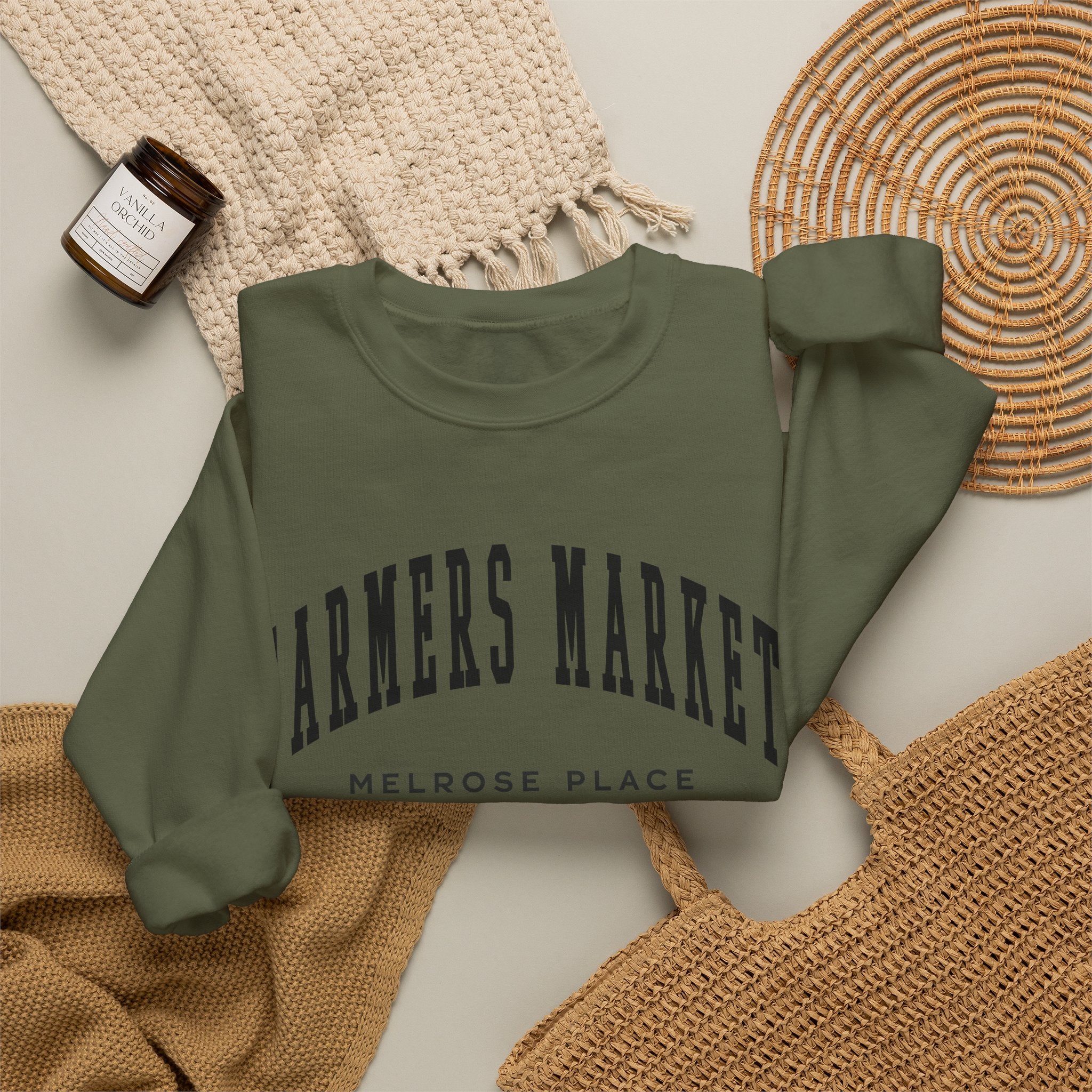 Melrose Place Farmers Market Collegiate Crewneck (Small City Text)