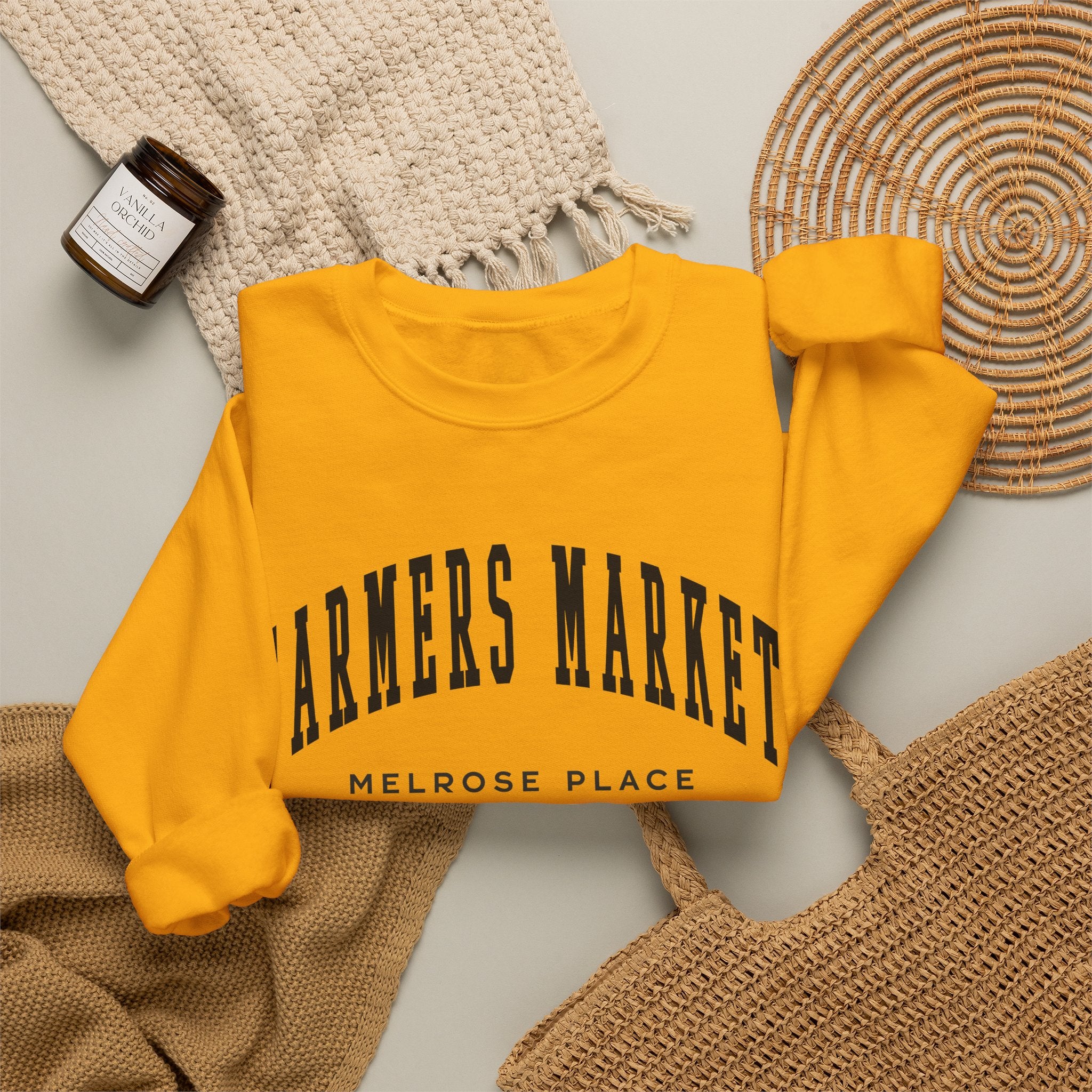 Melrose Place Farmers Market Collegiate Crewneck (Small City Text)