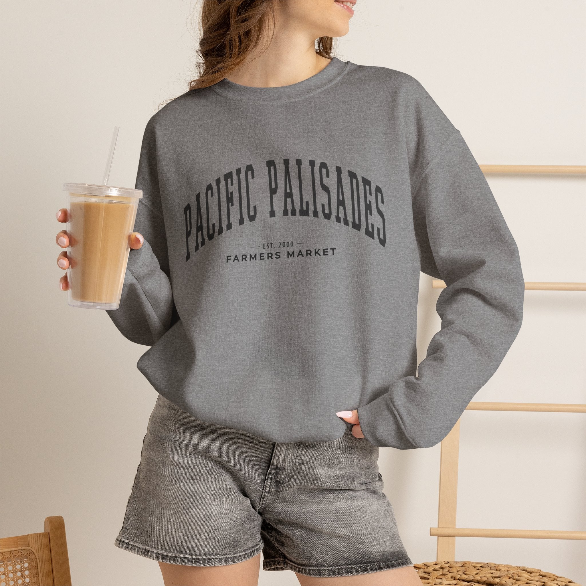Pacific Palisades Farmers Market Collegiate Crewneck (Large City Text)