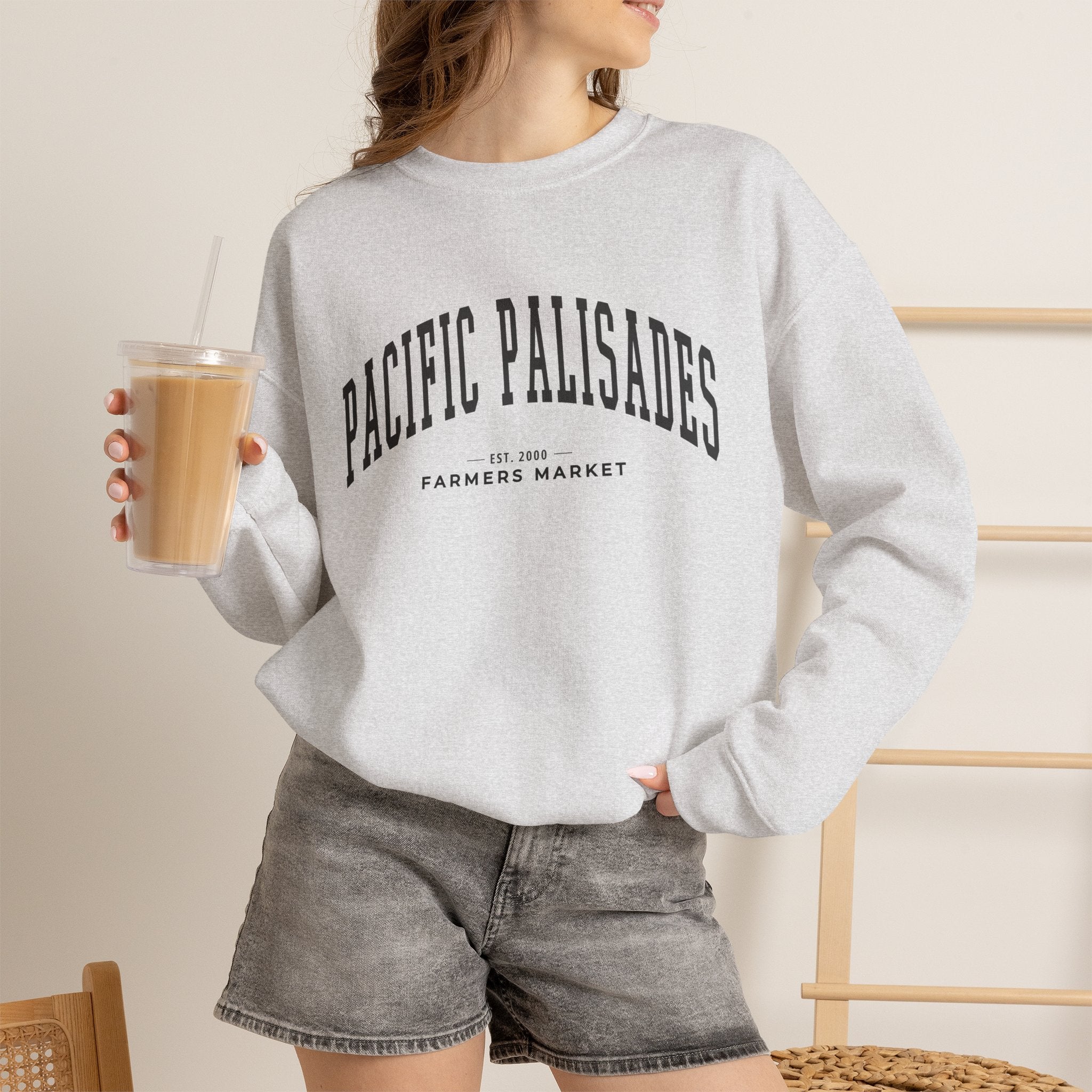 Pacific Palisades Farmers Market Collegiate Crewneck (Large City Text)
