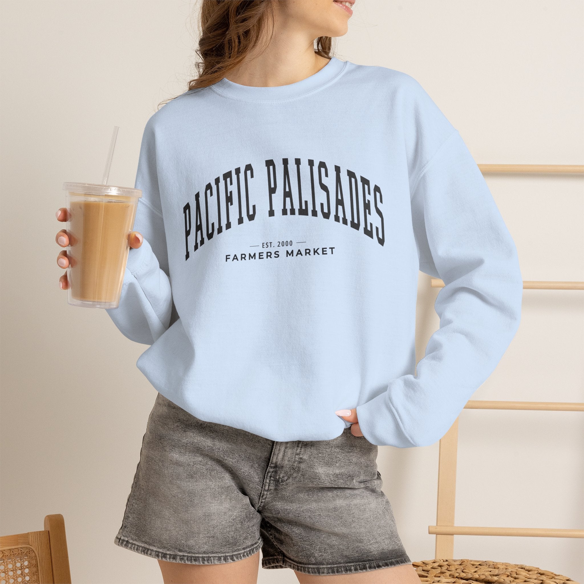 Pacific Palisades Farmers Market Collegiate Crewneck (Large City Text)