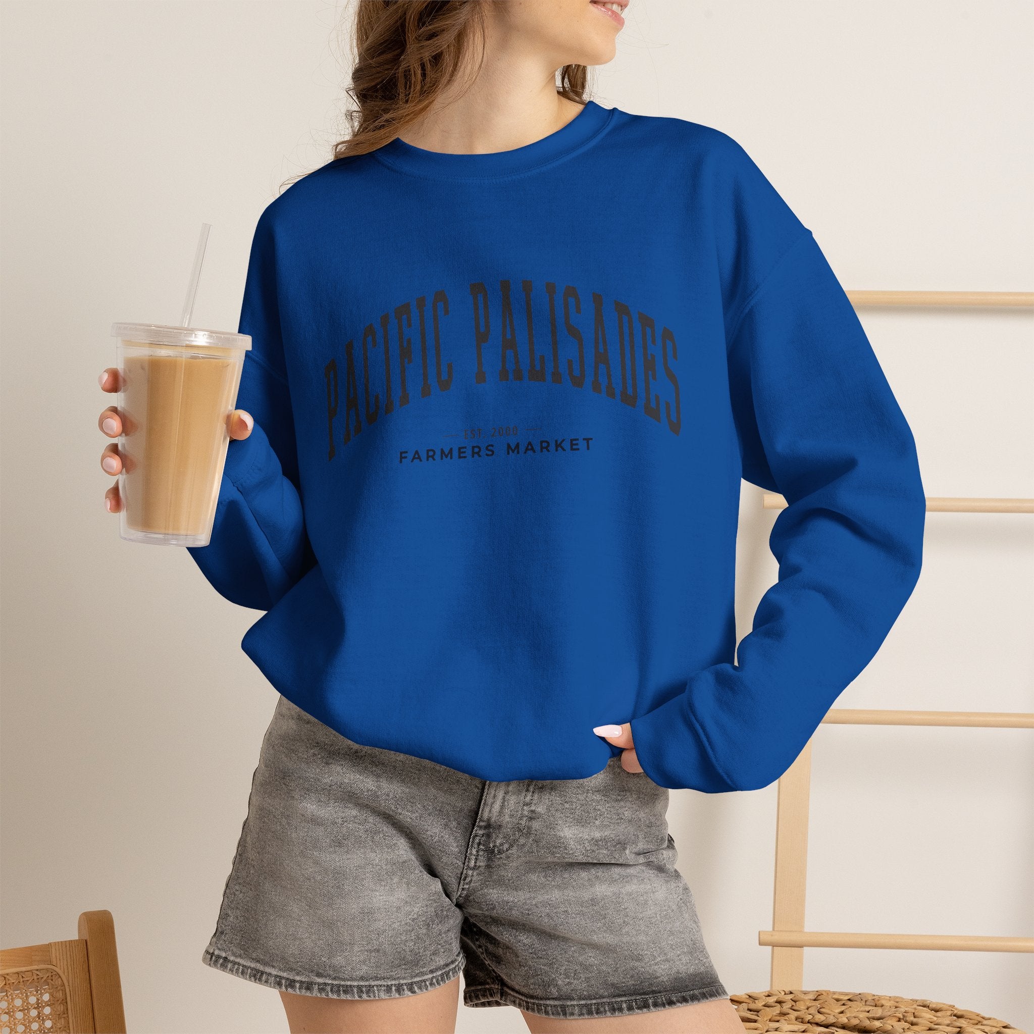 Pacific Palisades Farmers Market Collegiate Crewneck (Large City Text)